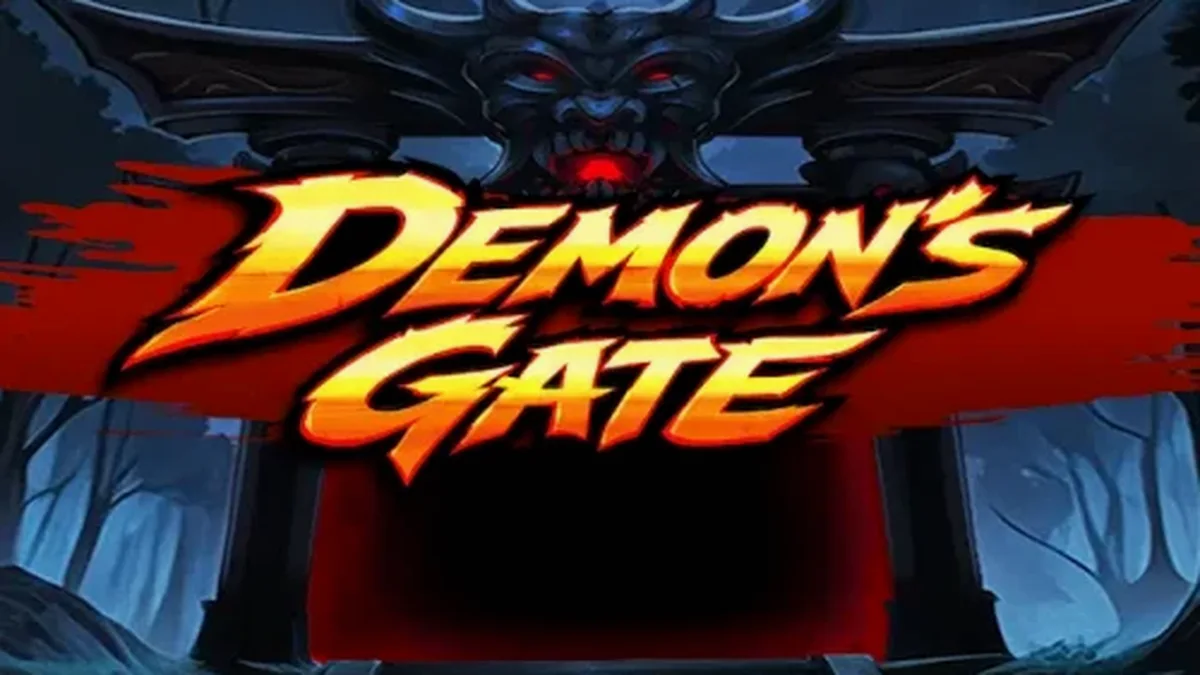 Demon's Gate slot game interface showing dark fantasy portal theme