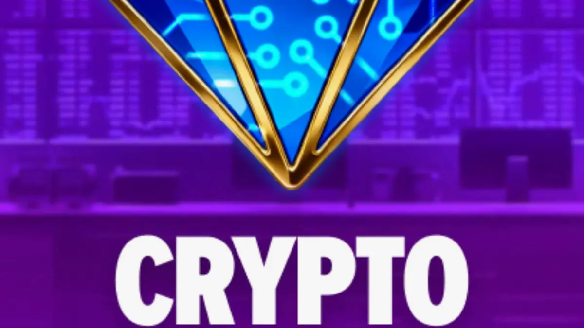Tampilan antarmuka slot Crypto Crown 20 dengan tema neon futuristik