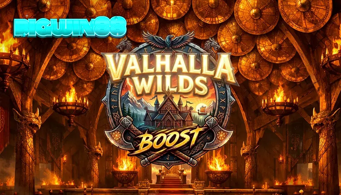 Visual bertema Viking dalam slot Valhalla Wilds Boost